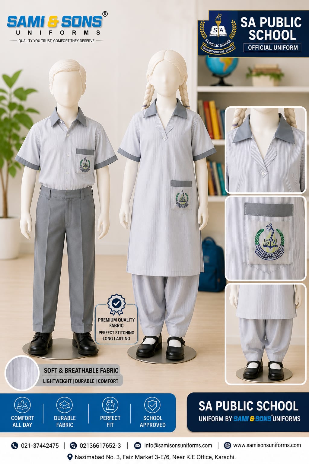 S. A. Public School official boys and girls uniform